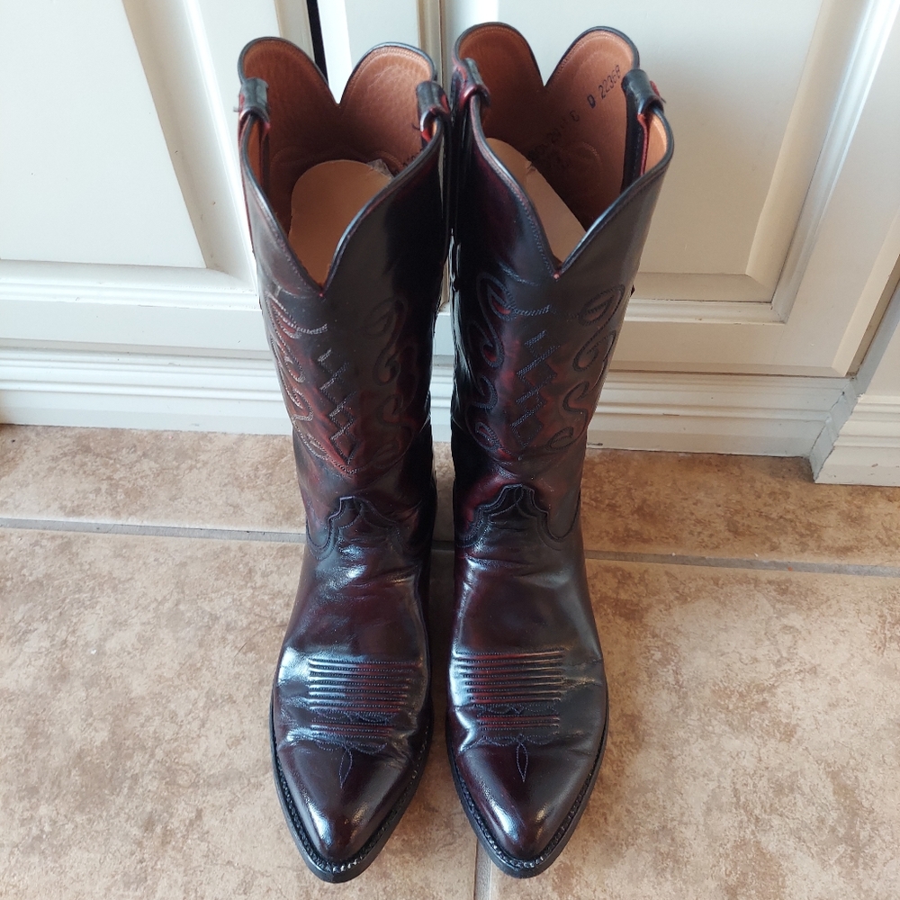COPY - Vintage Lucchese Goat Black Cherry Cowboy Boots